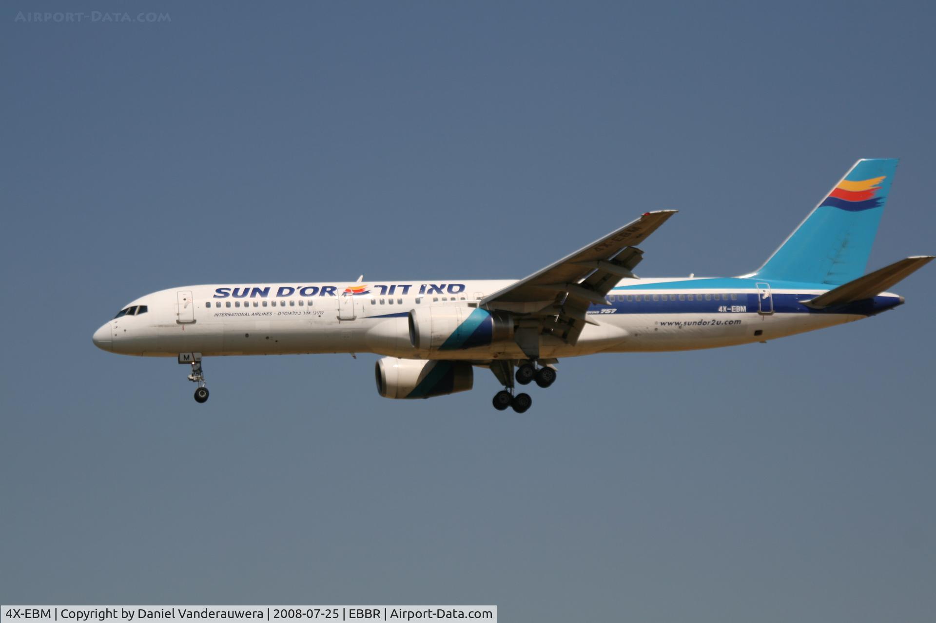 4X-EBM, 1987 Boeing 757-258 C/N 23918, flight 2U5331 is descending to rwy 25L