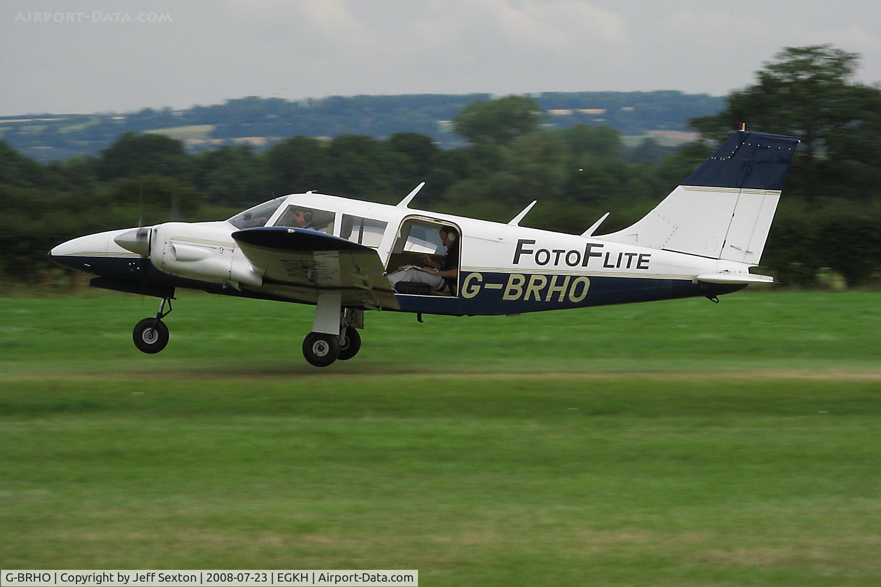 G-BRHO, 1973 Piper PA-34-200 Seneca C/N 34-7350037, T/O from Lashenden/Headcorn for a photo flight