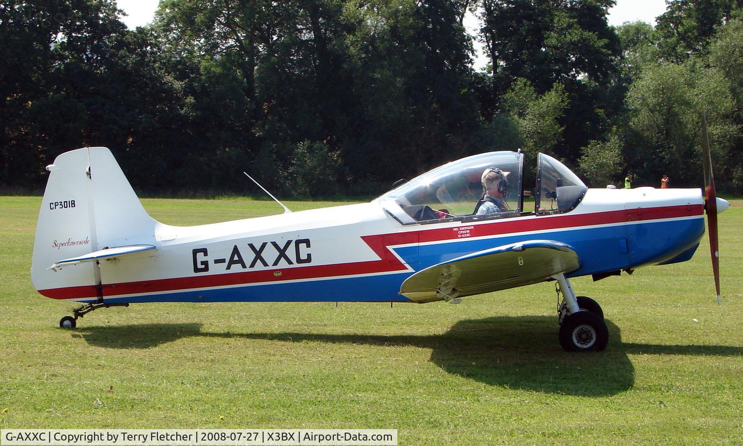 G-AXXC, 1959 Piel CP-301B Emeraude C/N 117, a visitor to Baxterley Wings and Wheels 2008 , a grass strip in rural Warwickshire in the UK