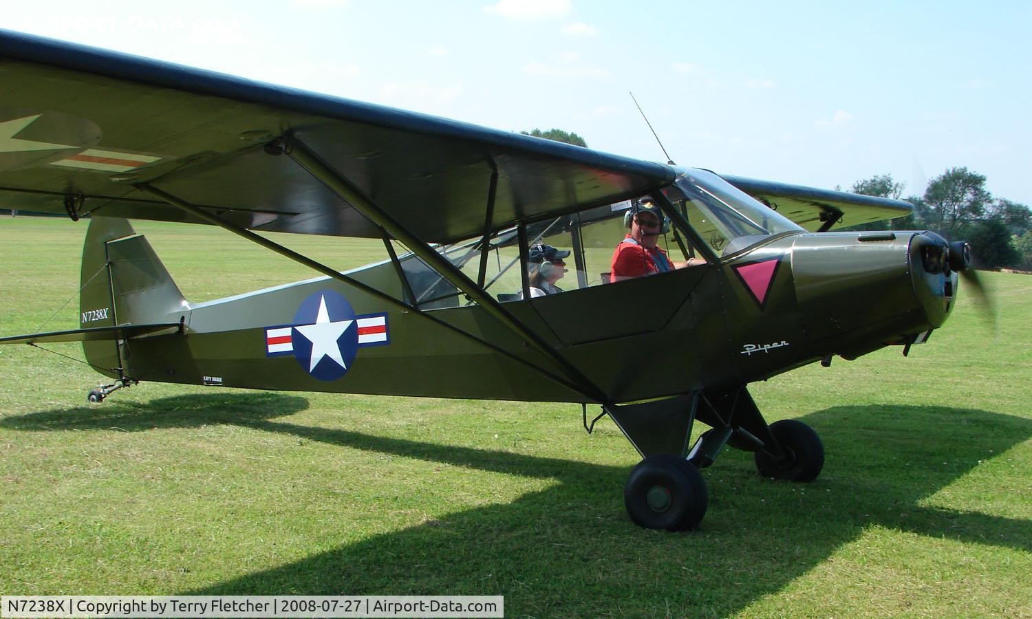 N7238X, 1951 Piper L-18C Super Cub (PA-18-95) C/N 18-1629, 1953 Piper L-18C - a visitor to Baxterley Wings and Wheels 2008 , a grass strip in rural Warwickshire in the UK