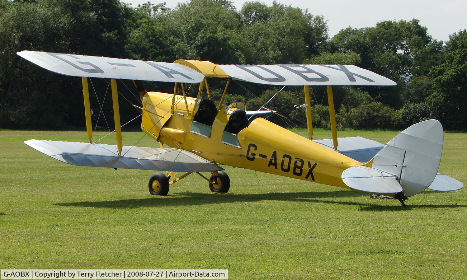 G-AOBX, 1940 De Havilland DH-82A Tiger Moth II C/N 83653, 1940 Tiger Moth a visitor to Baxterley Wings and Wheels 2008 , a grass strip in rural Warwickshire in the UK