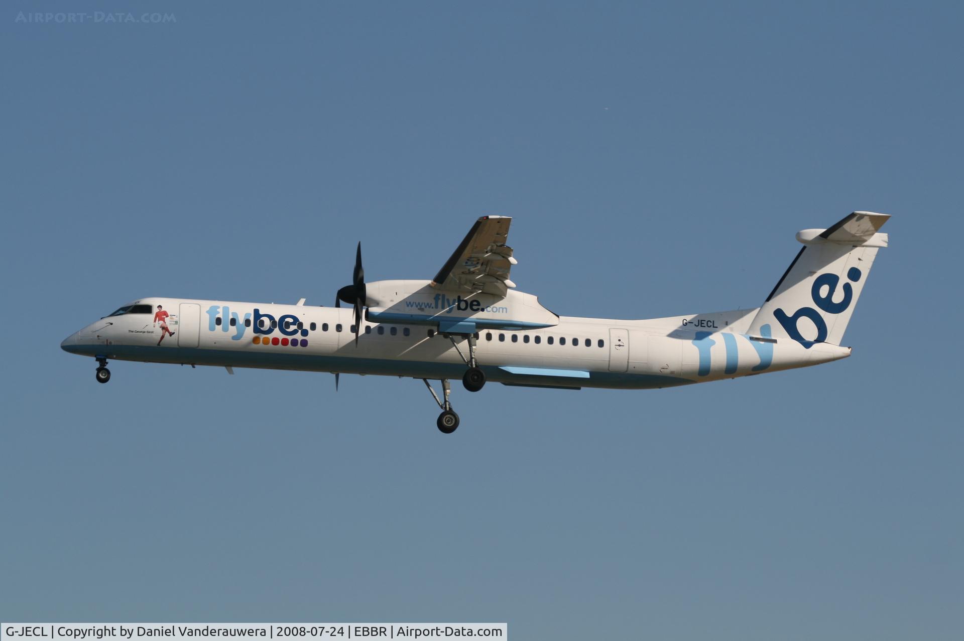 G-JECL, 2005 De Havilland Canada DHC-8-402Q Dash 8 C/N 4114, arrival of flight BE7181 to rwy 25L