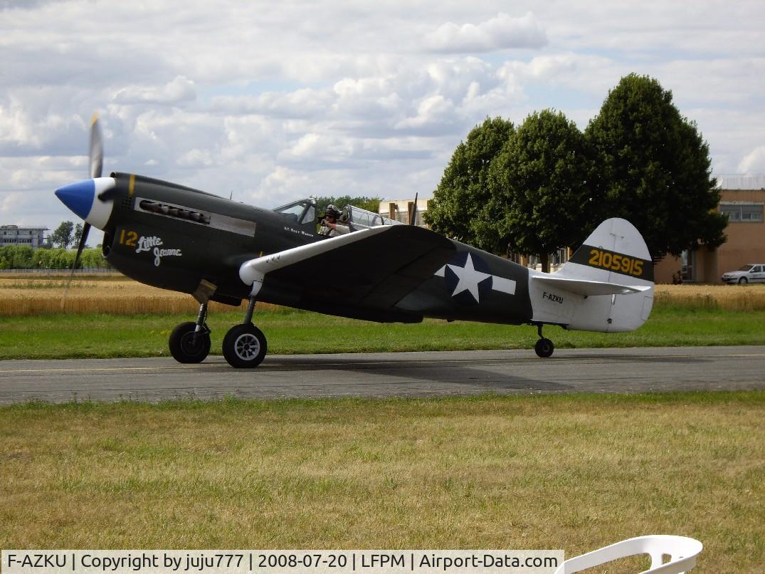 F-AZKU, 1942 Curtiss P-40N Warhawk C/N 29677, on displai at Melun-Villaroche