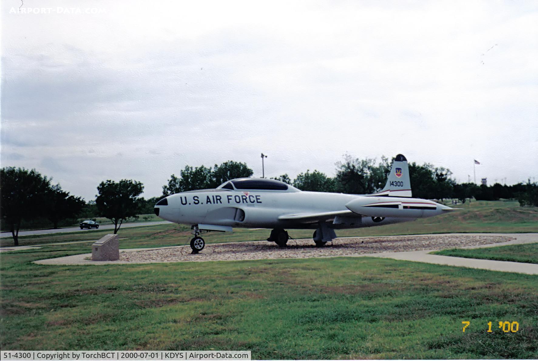 51-4300, 1951 Lockheed T-33A Shooting Star C/N 580-5595, Shooting Star  at Dyess AFB