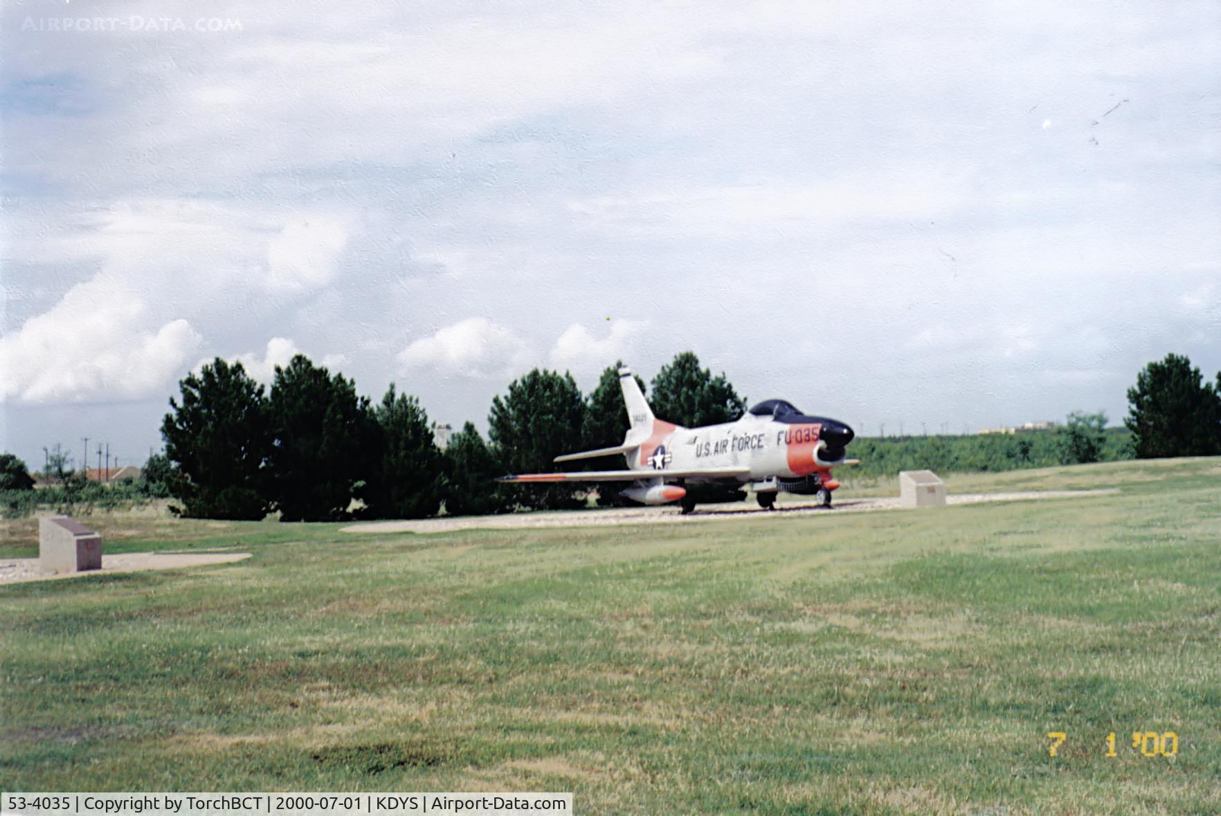 53-4035, 1953 North American F-86L Sabre C/N 201-569, Sabre at Dyess Air Park
