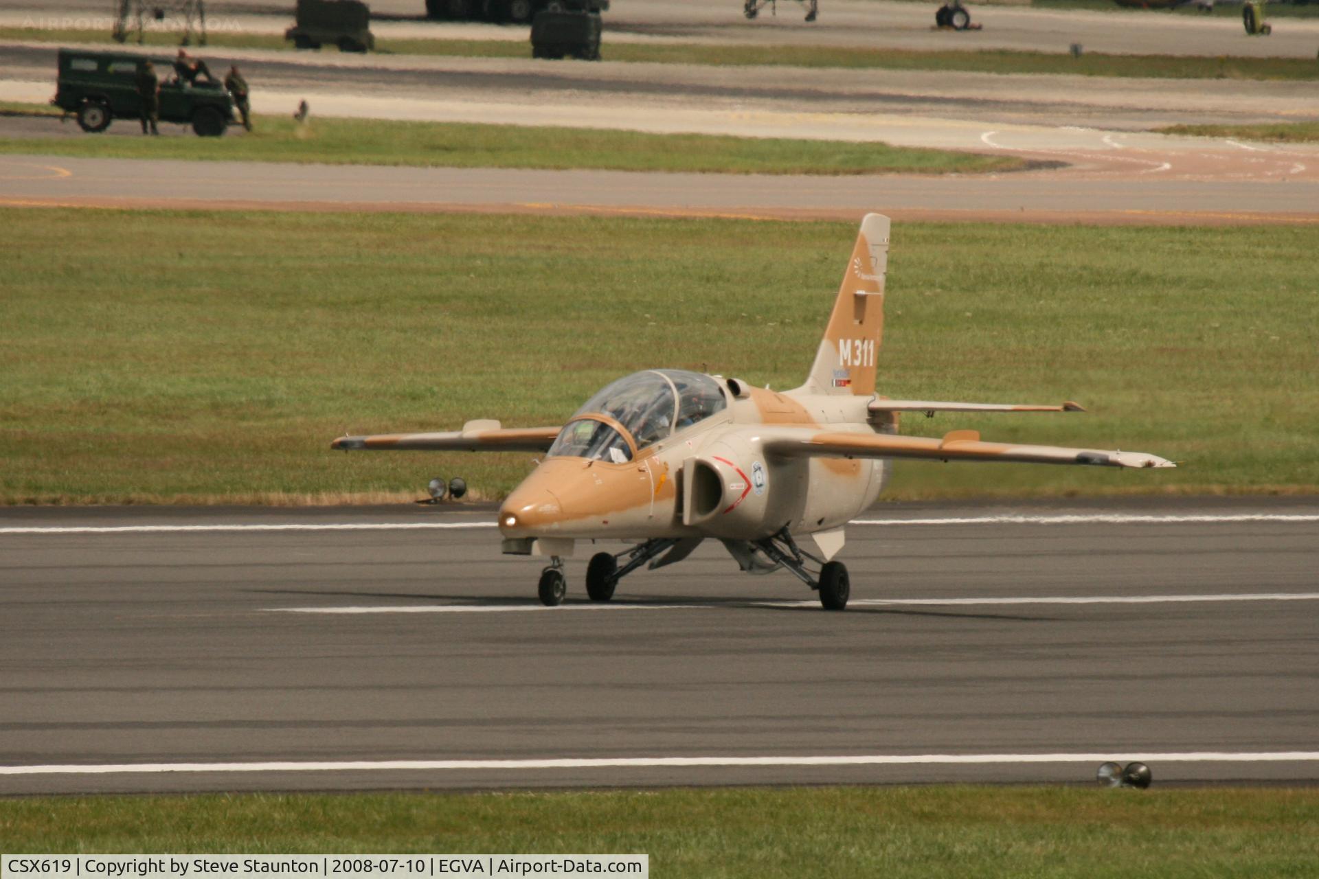 CSX619, Aermacchi M-311 C/N 201, Taken at the Royal International Air Tattoo 2008 during arrivals and departures (show days cancelled due to bad weather)