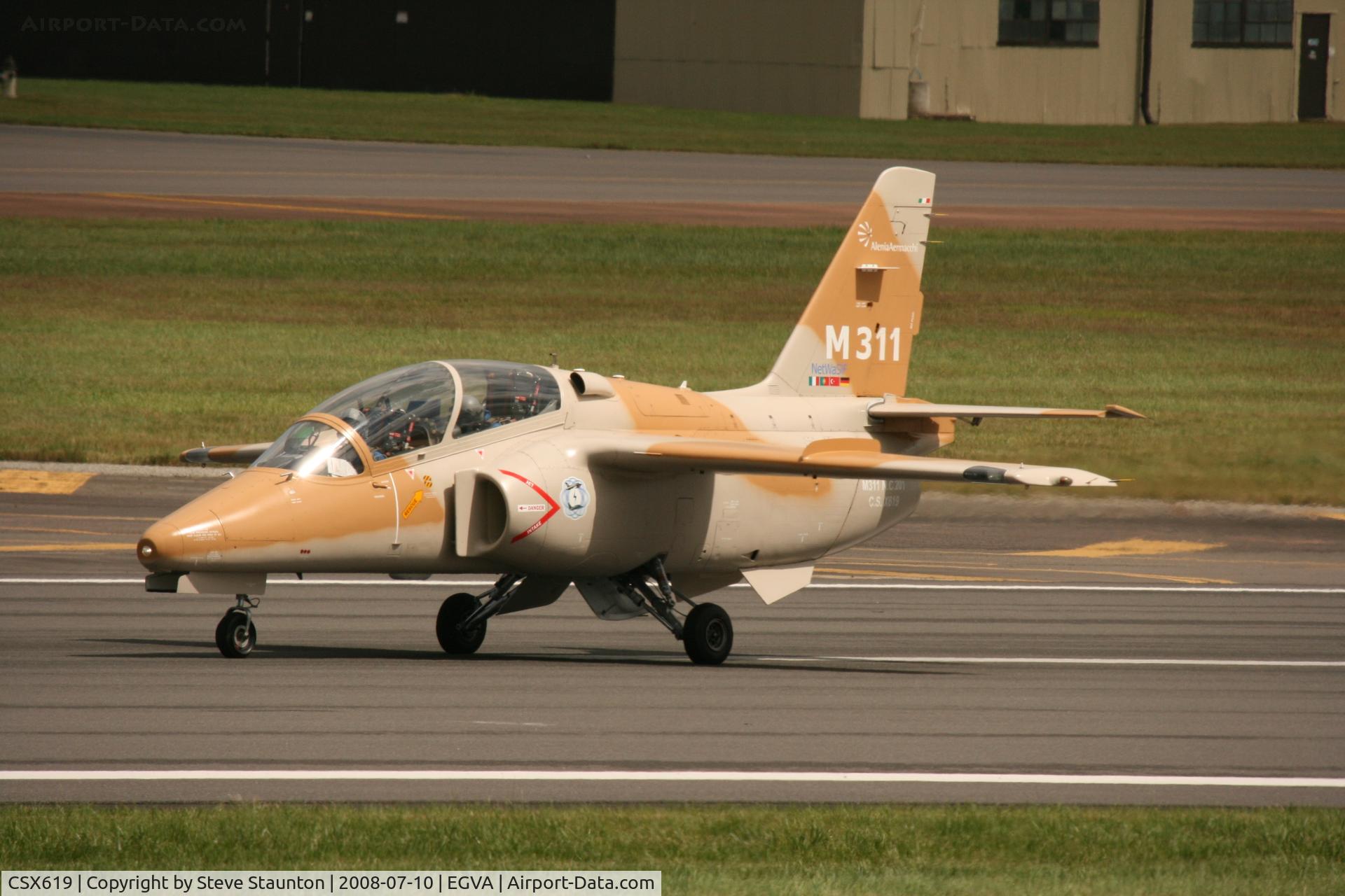 CSX619, Aermacchi M-311 C/N 201, Taken at the Royal International Air Tattoo 2008 during arrivals and departures (show days cancelled due to bad weather)