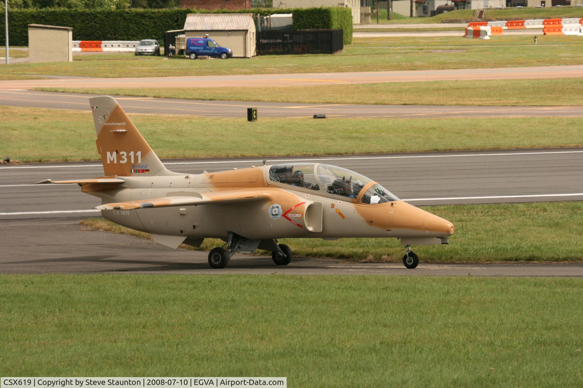CSX619, Aermacchi M-311 C/N 201, Taken at the Royal International Air Tattoo 2008 during arrivals and departures (show days cancelled due to bad weather)
