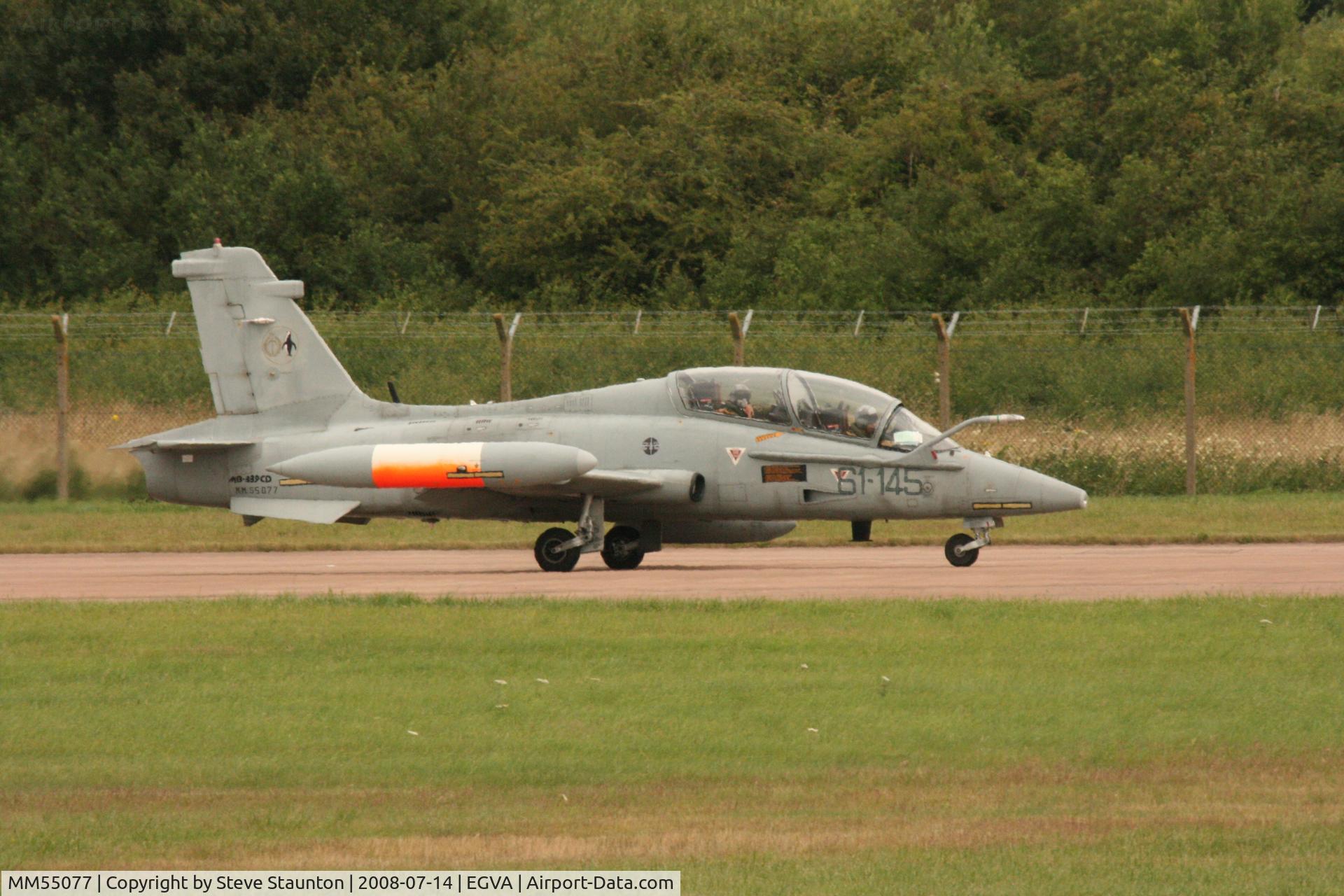 MM55077, Aermacchi MB-339CD C/N 213/CD016, Taken at the Royal International Air Tattoo 2008 during arrivals and departures (show days cancelled due to bad weather)