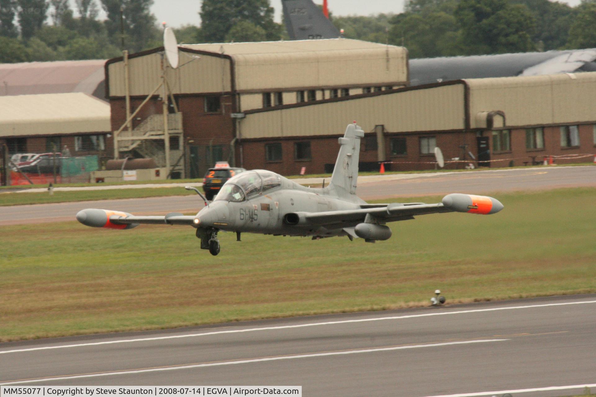 MM55077, Aermacchi MB-339CD C/N 213/CD016, Taken at the Royal International Air Tattoo 2008 during arrivals and departures (show days cancelled due to bad weather)