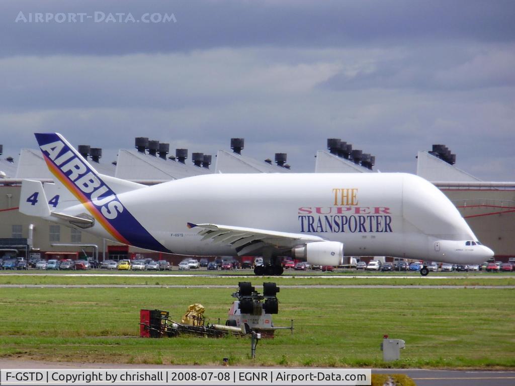 F-GSTD, 1998 Airbus A300B4-608ST Beluga C/N 776, taxing along the runway