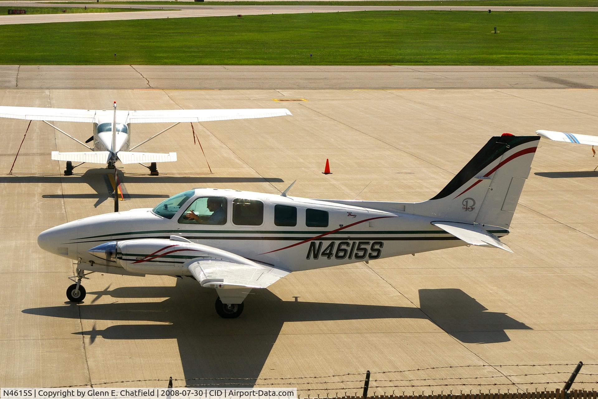 N4615S, 1975 Beech 58 Baron C/N TH-685, On the Landmark Ramp.  Seen from my office window.