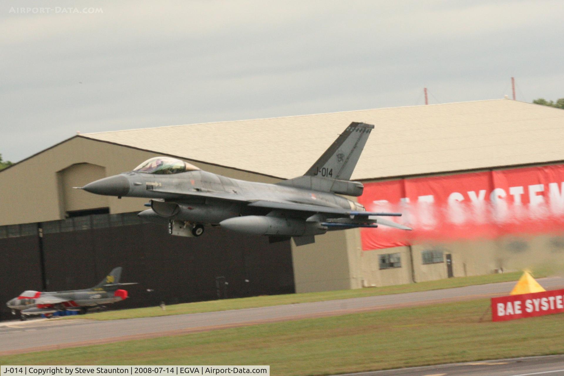 J-014, Fokker F-16AM Fighting Falcon C/N 6D-170, Taken at the Royal International Air Tattoo 2008 during arrivals and departures (show days cancelled due to bad weather)