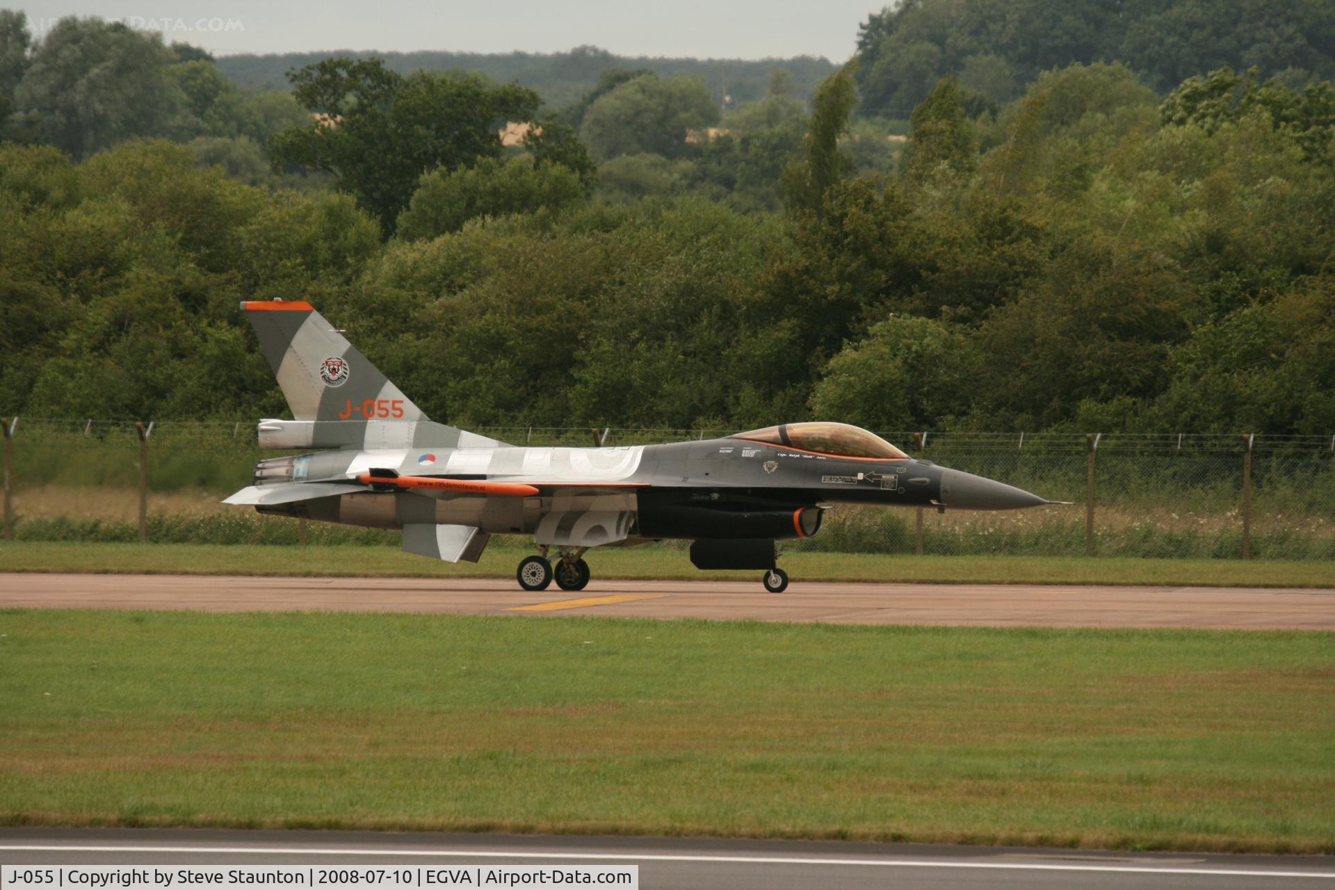 J-055, Fokker F-16AM Fighting Falcon C/N 6D-138, Taken at the Royal International Air Tattoo 2008 during arrivals and departures (show days cancelled due to bad weather)