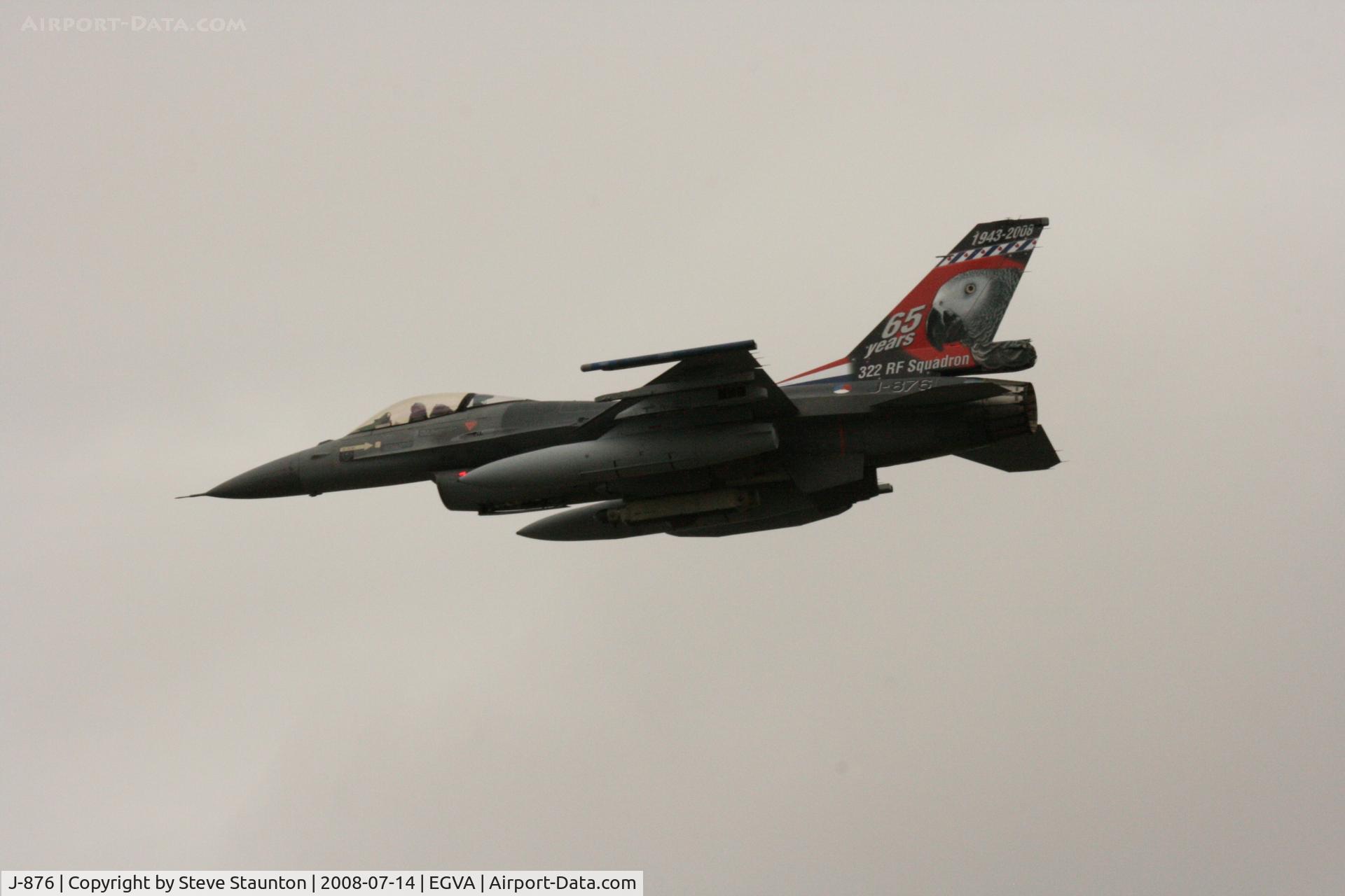 J-876, Fokker F-16AM Fighting Falcon C/N 6D-93, Taken at the Royal International Air Tattoo 2008 during arrivals and departures (show days cancelled due to bad weather)