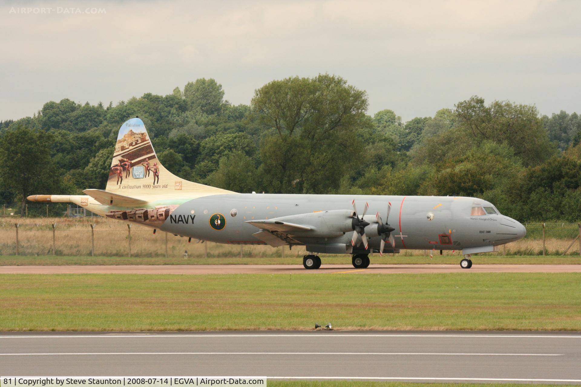 81, Lockheed P-3C Orion C/N 285J-5825, Taken at the Royal International Air Tattoo 2008 during arrivals and departures (show days cancelled due to bad weather)
