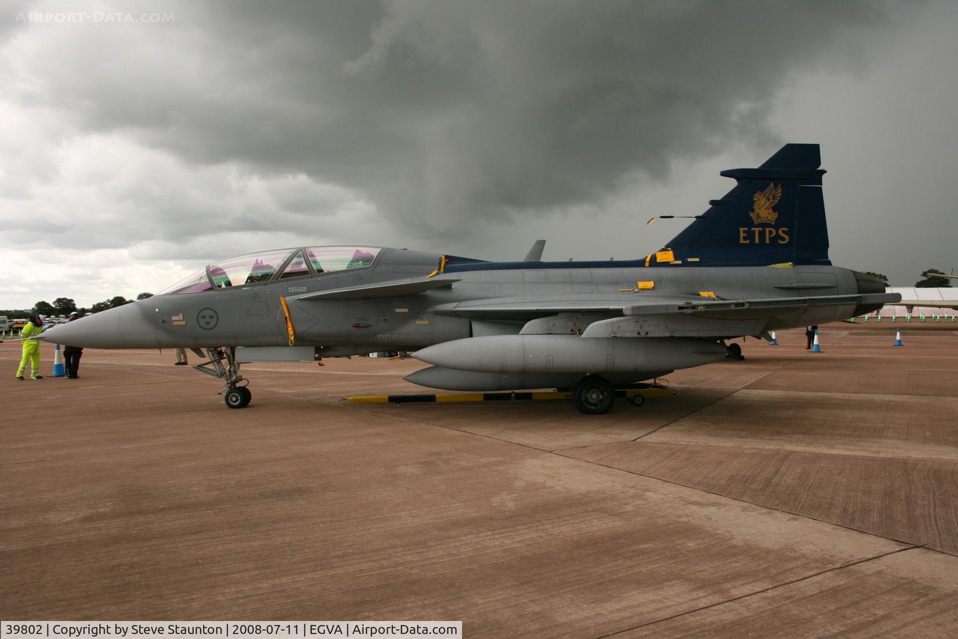 39802, Saab JAS-39B Gripen C/N 39802, Taken at the Royal International Air Tattoo 2008 during arrivals and departures (show days cancelled due to bad weather)