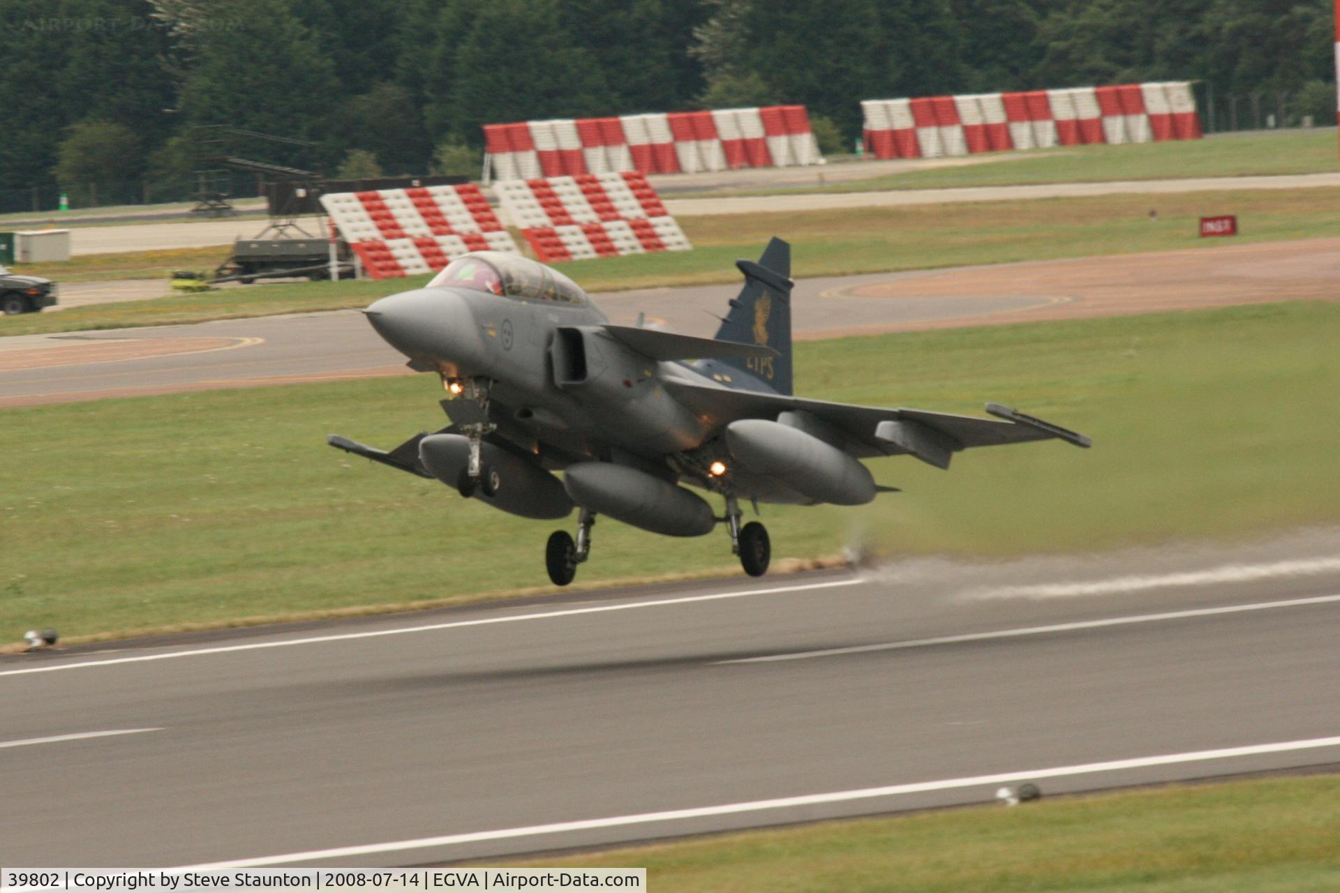 39802, Saab JAS-39B Gripen C/N 39802, Taken at the Royal International Air Tattoo 2008 during arrivals and departures (show days cancelled due to bad weather)