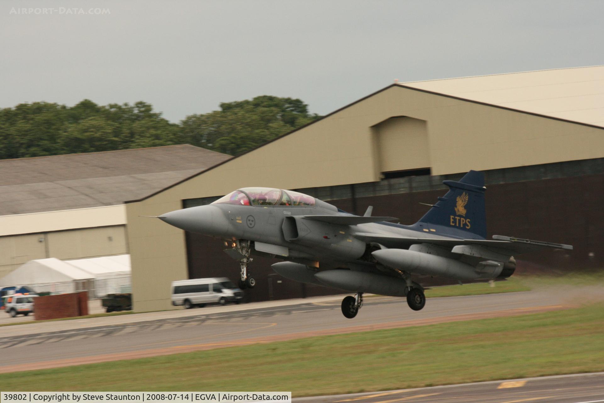 39802, Saab JAS-39B Gripen C/N 39802, Taken at the Royal International Air Tattoo 2008 during arrivals and departures (show days cancelled due to bad weather)