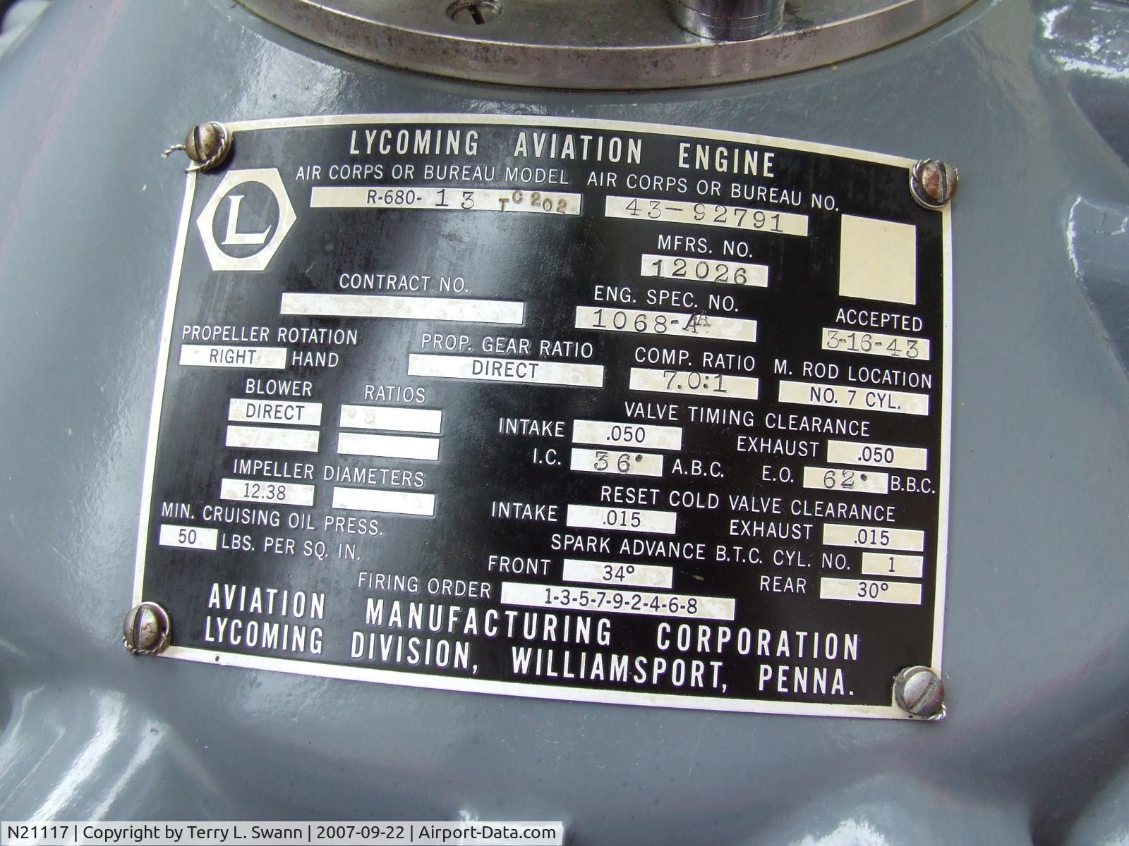 N21117, 1939 Stinson SR-9C Reliant C/N 5371, Engine information