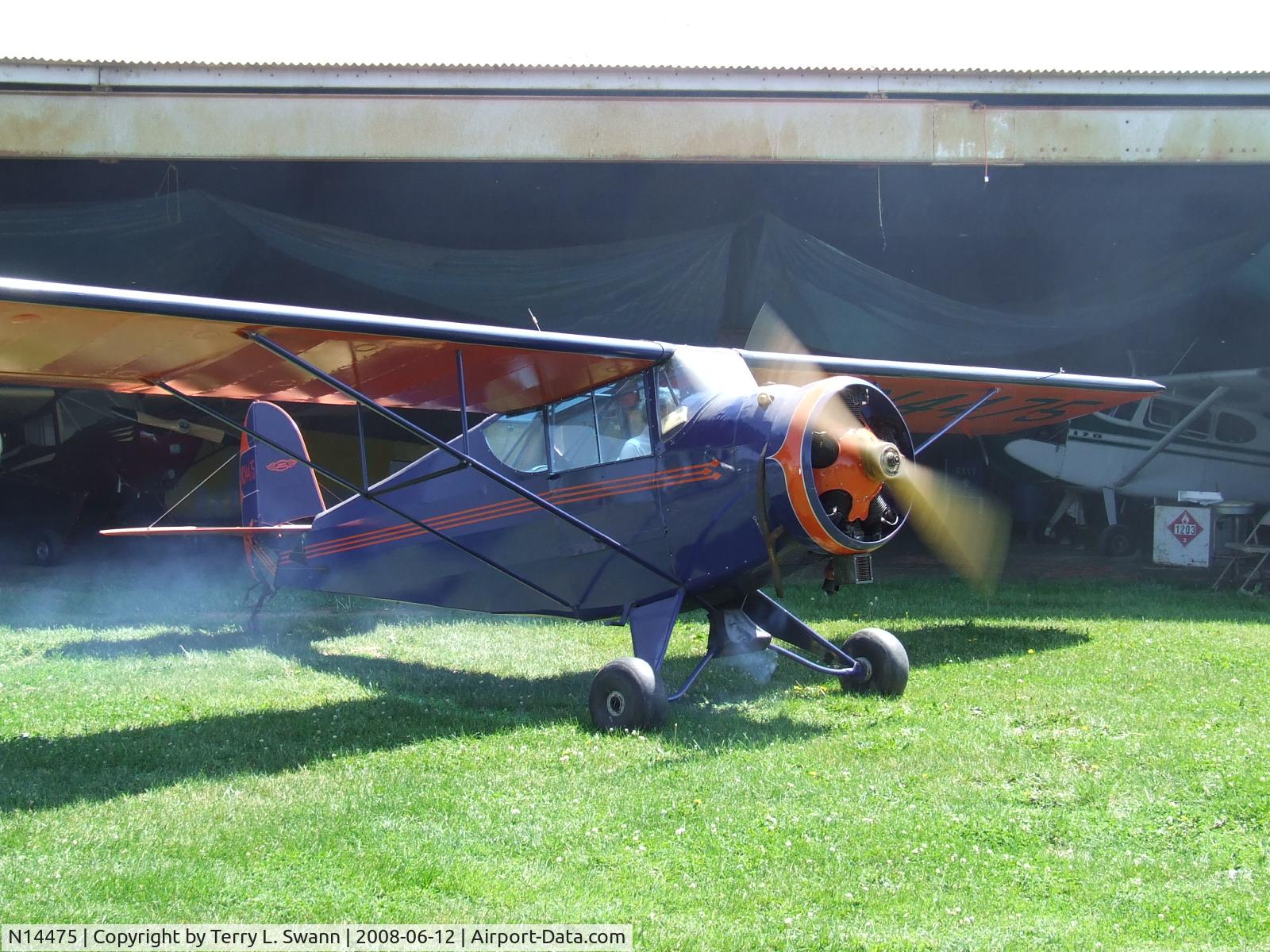 N14475, 1935 Porterfield 35-70 Flyabout C/N 132, Ready to taxi at Smith Field