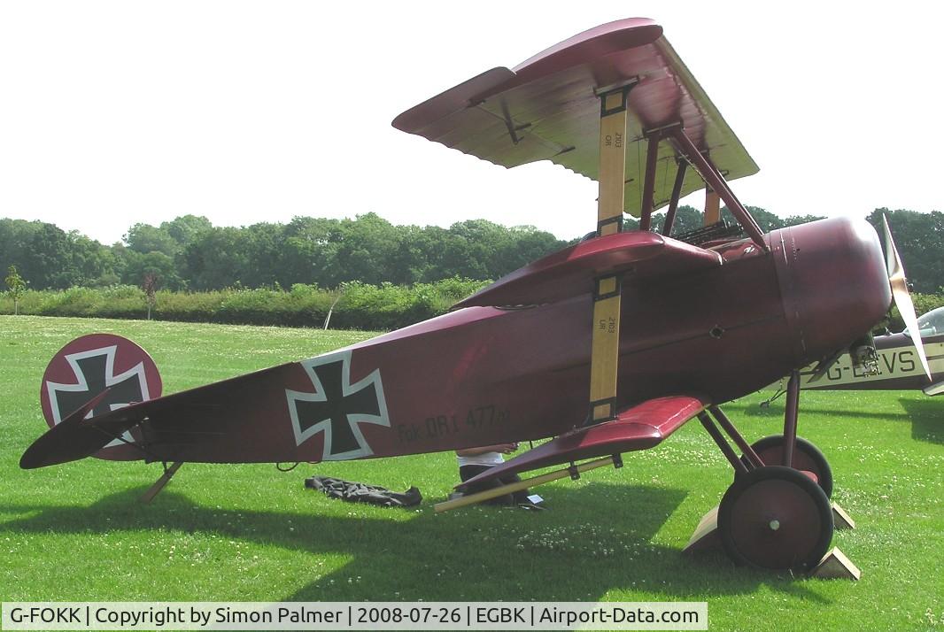 G-FOKK, 2006 Fokker Dr.1 Triplane Replica C/N PFA 238-14253, Fokker Triplane replica at Sywell