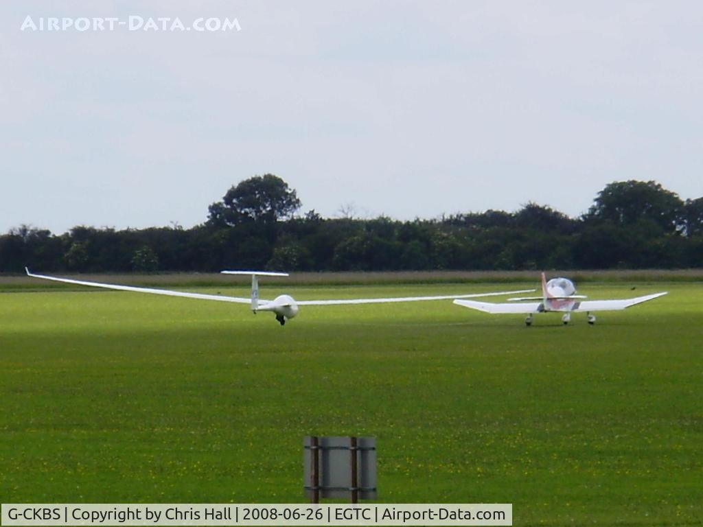 G-CKBS, 1989 Glaser-Dirks DG-600 C/N 6-42, Glaser Dirks DG600 being towed home by D-ENBW
