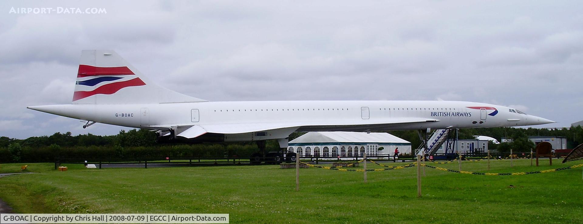 G-BOAC, 1975 Aerospatiale-BAC Concorde 1-102 C/N 100-004, on display at the viewing area at Manchester Airport