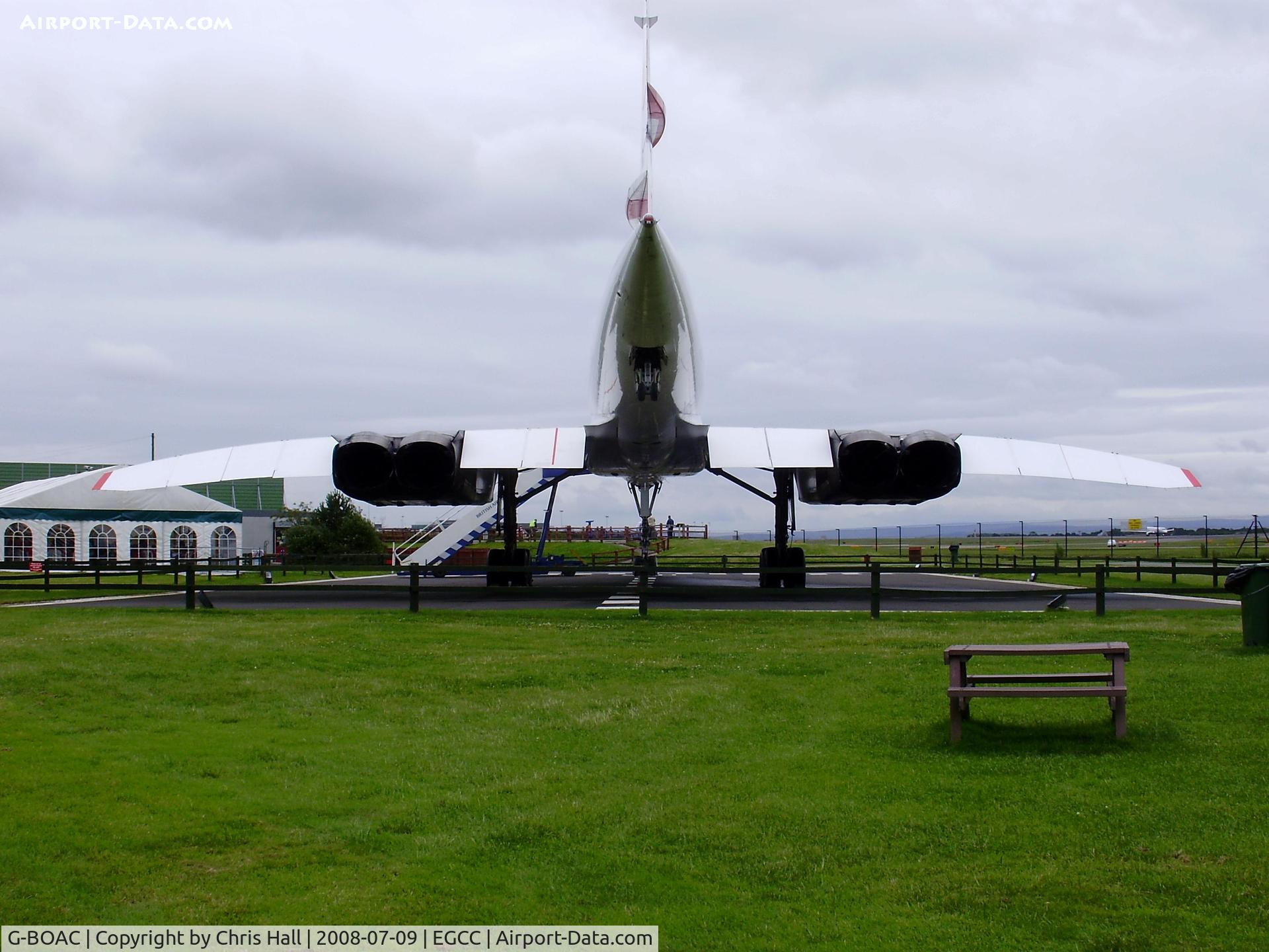 G-BOAC, 1975 Aerospatiale-BAC Concorde 1-102 C/N 100-004, on display at the viewing area at Manchester Airport