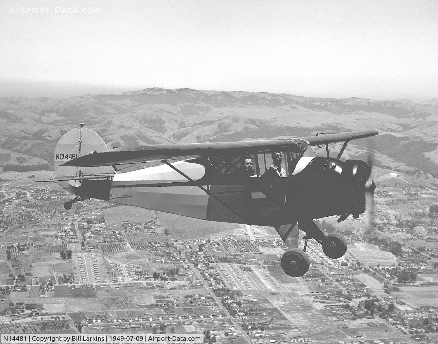 N14481, 1935 Porterfield 35-70 Flyabout C/N 138, In flight over Hayward, CA