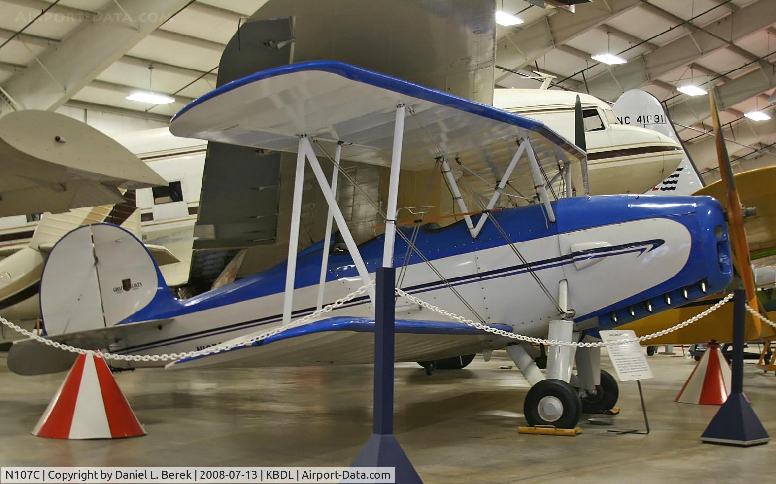N107C, Great Lakes 2T-1A Sport Trainer C/N 6931K-420, This lovely Great Lakes resides among a DC-3 and a Sikorsky VS-44.