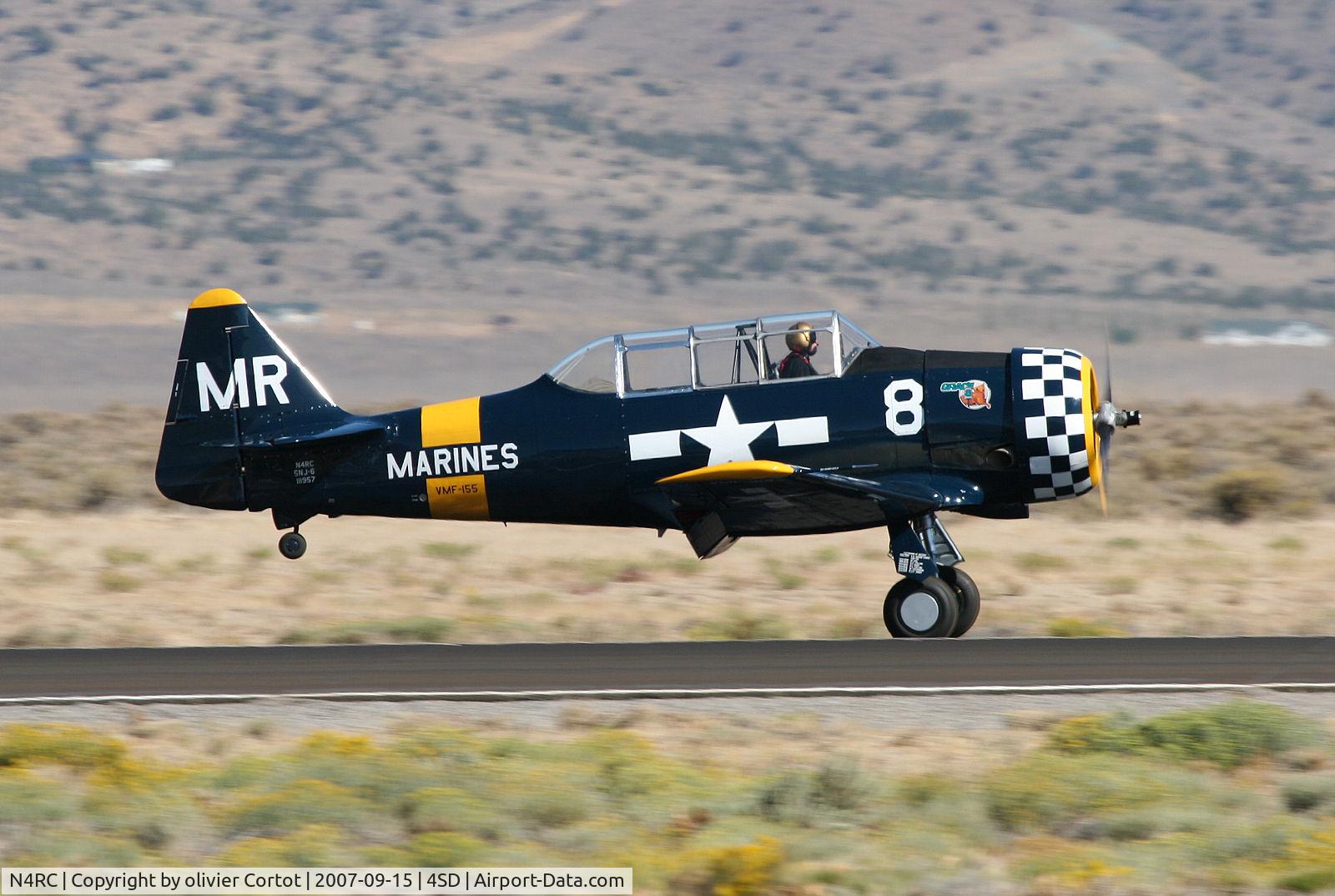 N4RC, 1958 North American SNJ-6 Texan C/N 121-42920, landing during Reno air races
