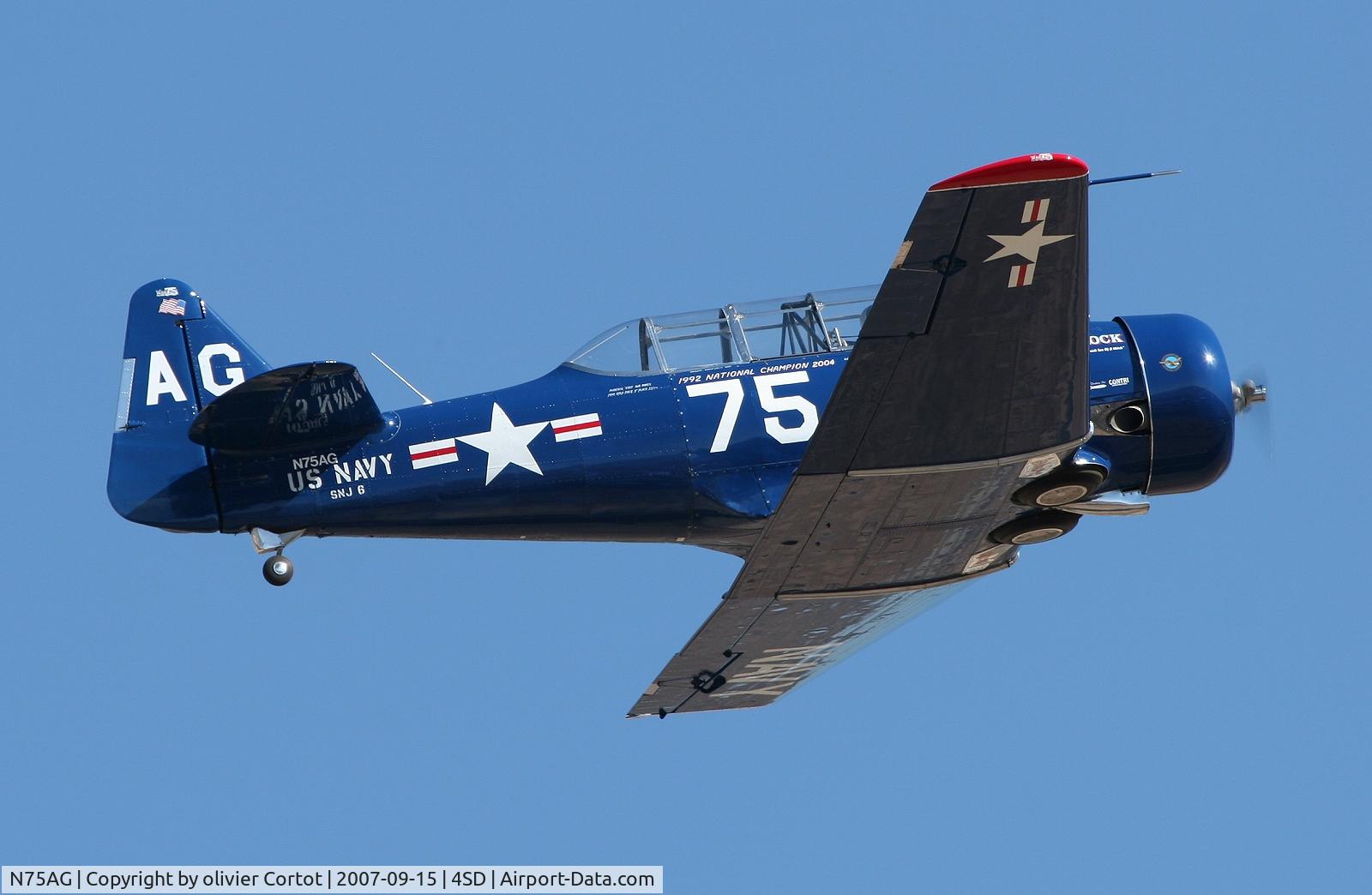 N75AG, 1945 North American AT-6F C/N 112237, taking off during Reno air races