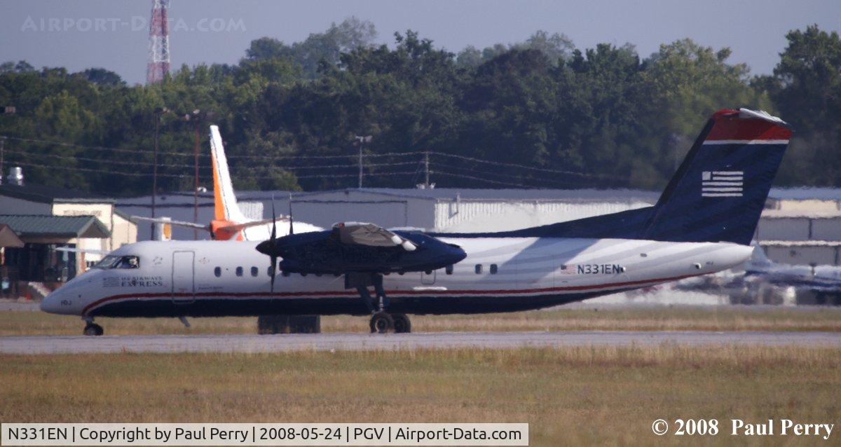 N331EN, 1991 De Havilland Canada DHC-8-311 Dash 8 C/N 279, Taxiing off the runway