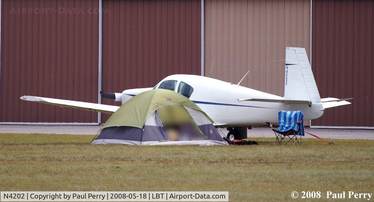 N4202, 1955 Mooney M20 C/N 1004, Camping out and flying in.  Great combo