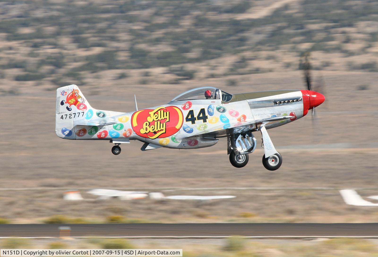 N151D, 1944 North American P-51D Mustang C/N 44-72777, taking off during Reno air races