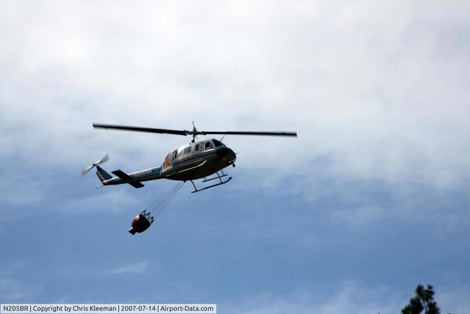 N205BR, 1968 Bell 205A-1 C/N 30033, While on fire in Happy Camp,CA