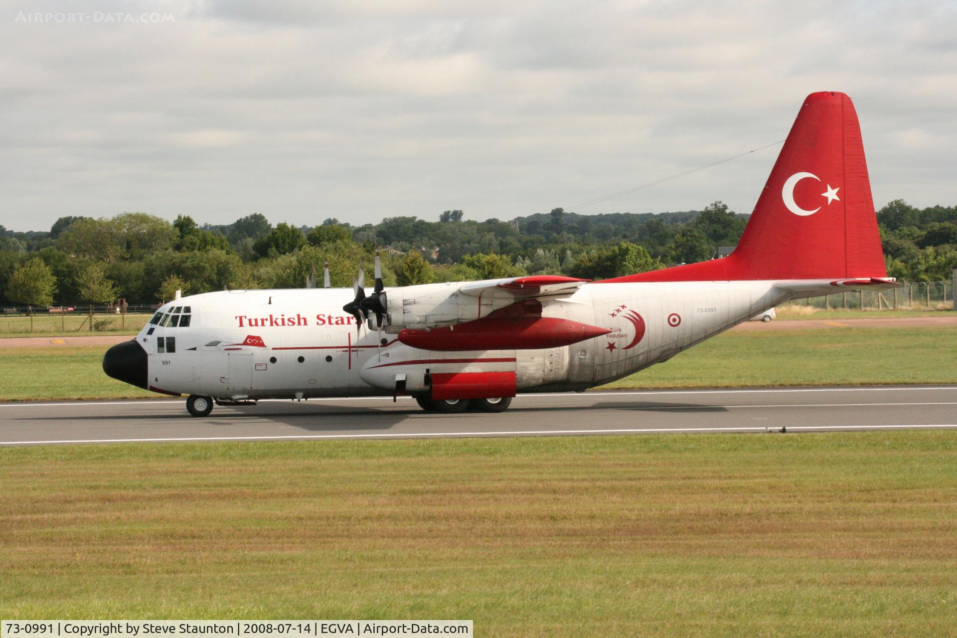 73-0991, 1973 Lockheed C-130E Hercules C/N 382-4524, Taken at the Royal International Air Tattoo 2008 during arrivals and departures (show days cancelled due to bad weather)