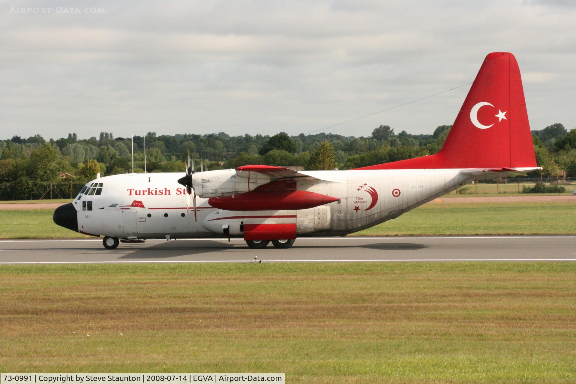 73-0991, 1973 Lockheed C-130E Hercules C/N 382-4524, Taken at the Royal International Air Tattoo 2008 during arrivals and departures (show days cancelled due to bad weather)