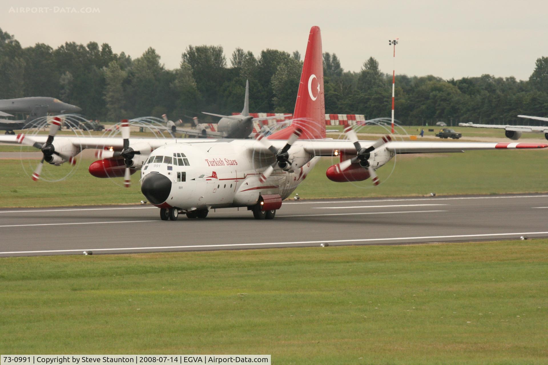 73-0991, 1973 Lockheed C-130E Hercules C/N 382-4524, Taken at the Royal International Air Tattoo 2008 during arrivals and departures (show days cancelled due to bad weather)
