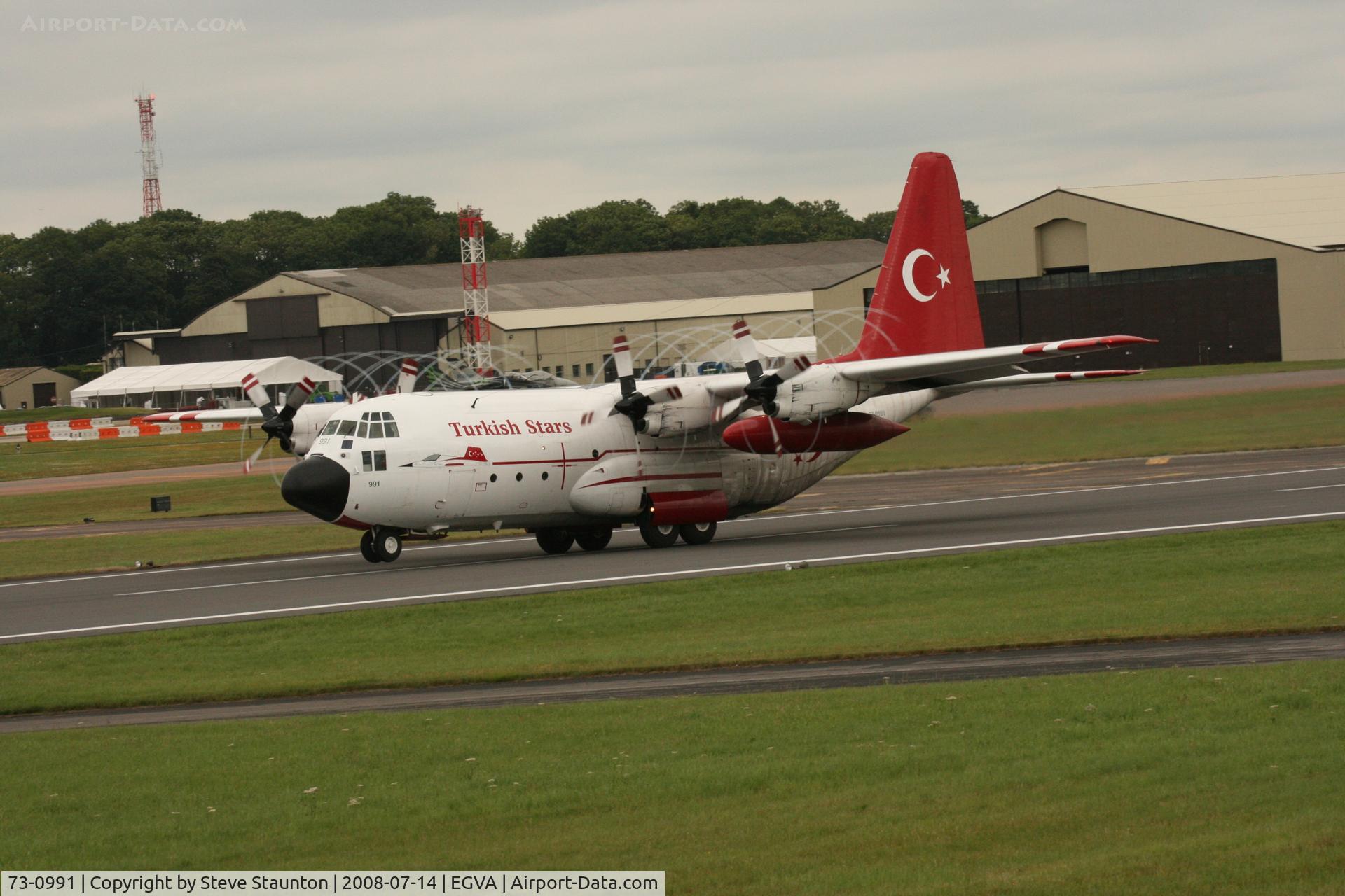 73-0991, 1973 Lockheed C-130E Hercules C/N 382-4524, Taken at the Royal International Air Tattoo 2008 during arrivals and departures (show days cancelled due to bad weather)