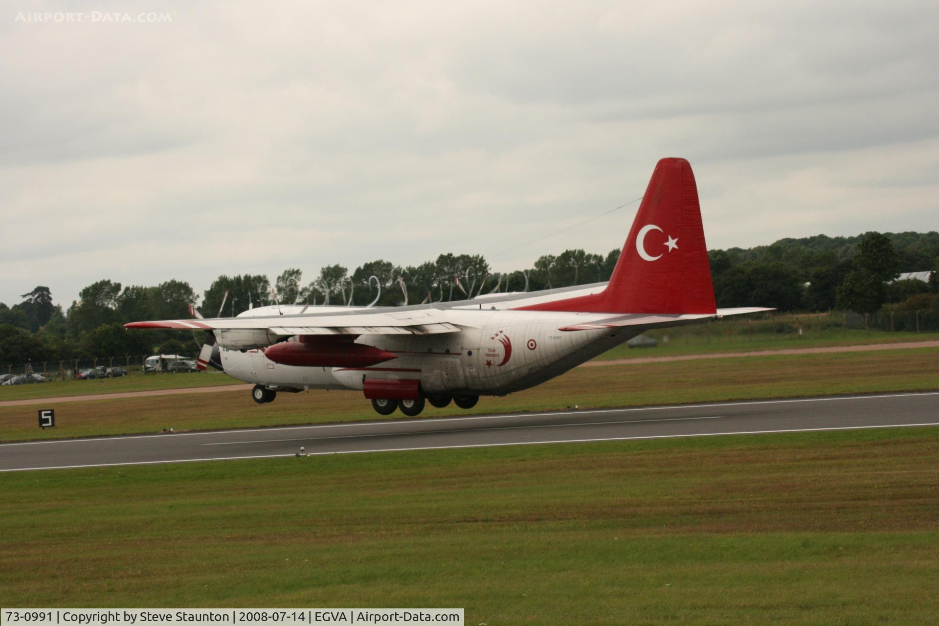 73-0991, 1973 Lockheed C-130E Hercules C/N 382-4524, Taken at the Royal International Air Tattoo 2008 during arrivals and departures (show days cancelled due to bad weather)