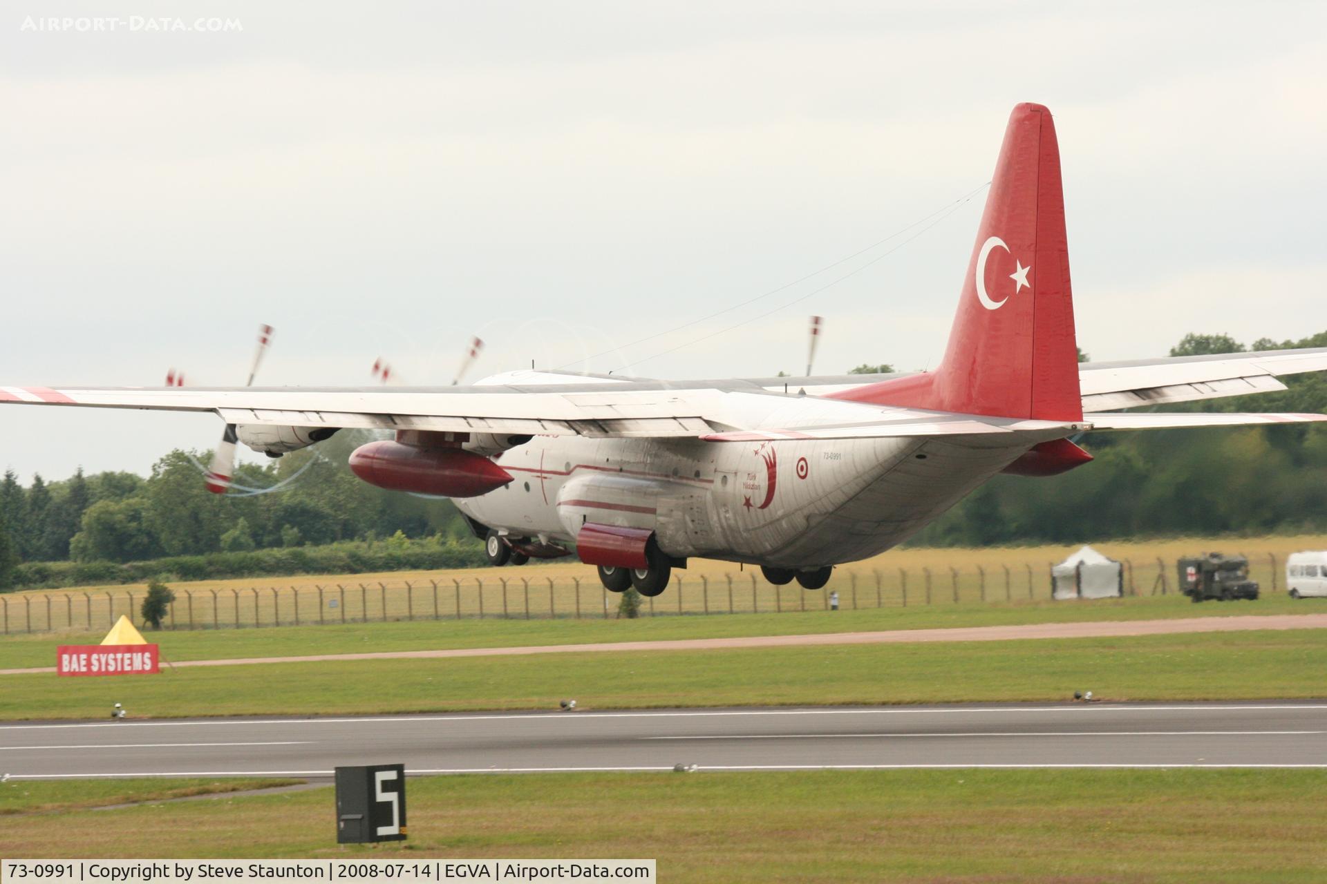 73-0991, 1973 Lockheed C-130E Hercules C/N 382-4524, Taken at the Royal International Air Tattoo 2008 during arrivals and departures (show days cancelled due to bad weather)