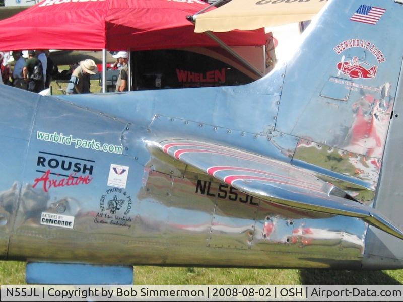 N55JL, 1944 North American F-51D Mustang C/N 124-44471, Tail detail.  Airventure 2008