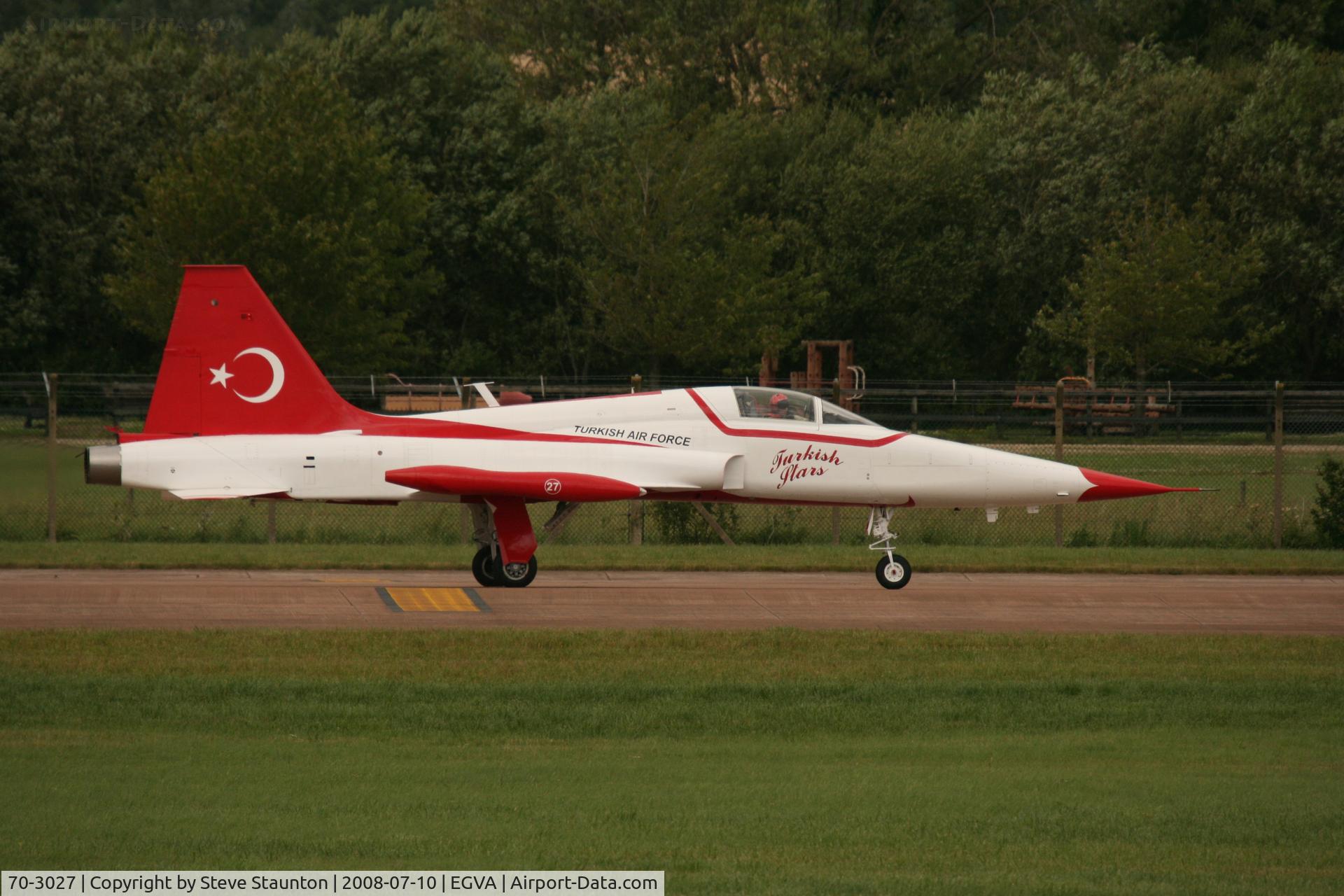70-3027, Northrop NF-5A Freedom Fighter C/N 3027, Taken at the Royal International Air Tattoo 2008 during arrivals and departures (show days cancelled due to bad weather)