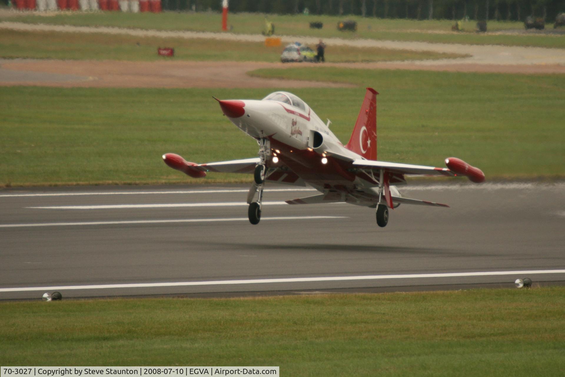 70-3027, Northrop NF-5A Freedom Fighter C/N 3027, Taken at the Royal International Air Tattoo 2008 during arrivals and departures (show days cancelled due to bad weather)