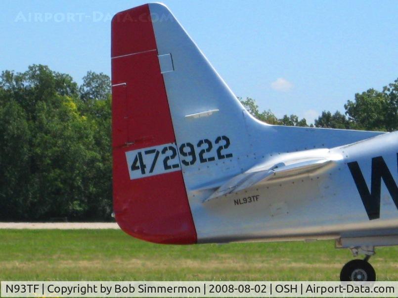 N93TF, 1944 North American TF-51D Mustang C/N 122-39381, Tail detail.  Airventure 2008