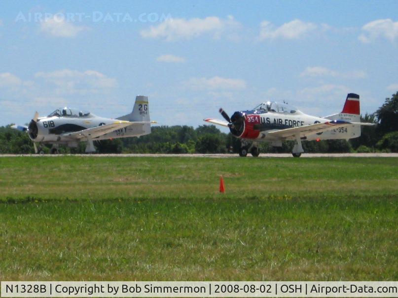 N1328B, 1955 North American T-28B Trojan C/N 200-425, Lining up for departure RWY 36 at Airventure 2008 - Oshkosh, WI