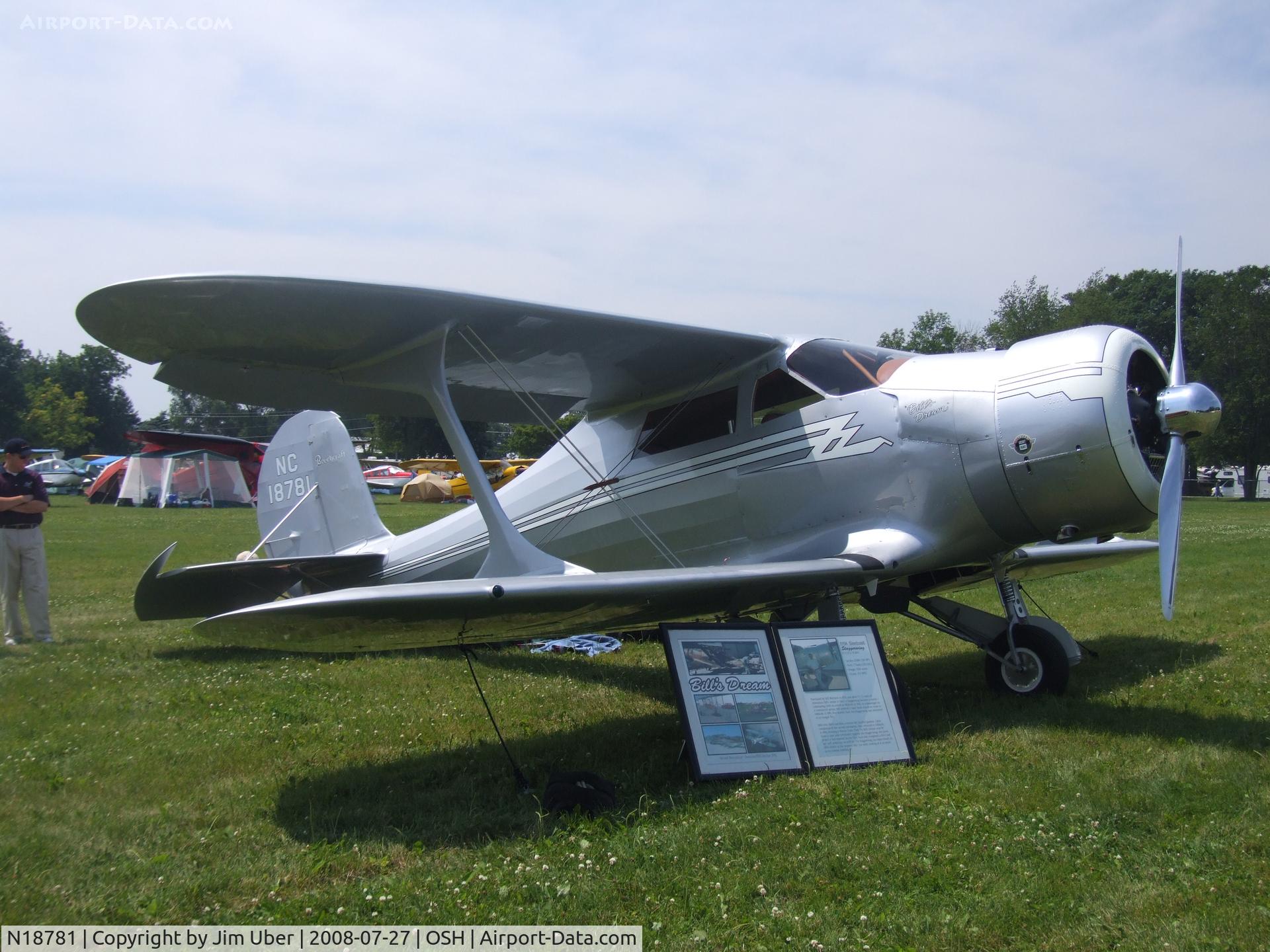 N18781, 1938 Beech F17D Staggerwing C/N 204, On display in the Vintage section at Airventure