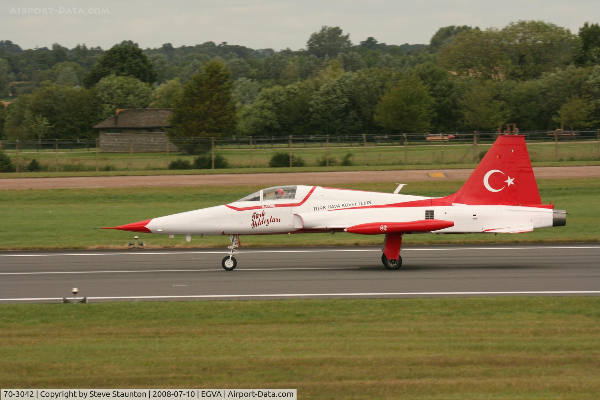 70-3042, Northrop NF-5 Freedom Fighter C/N 3042, Taken at the Royal International Air Tattoo 2008 during arrivals and departures (show days cancelled due to bad weather)